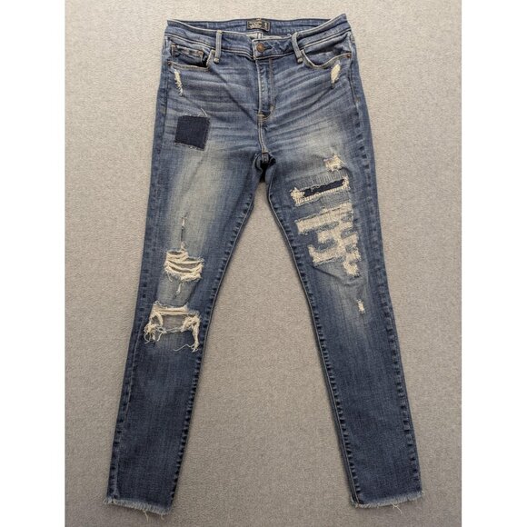 Abercrombie & Fitch Jeans Womens 29 8R Harper Low Rise Super Skinny Distressed - Picture 1 of 16